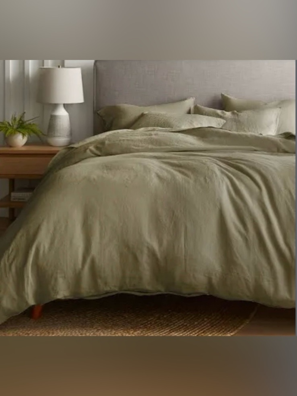 NWOT Quince European Linen 1 Piece Duvet Cover, Full/Queen (Aloe)